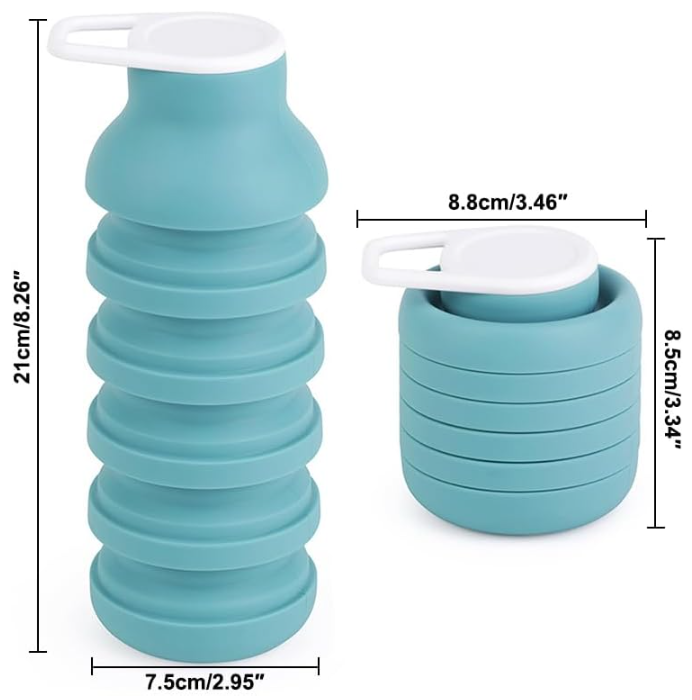 Collapsible Water Bottles, Reusable Water Bottle with Buckle, 600ml Silicone Leakproof Portable Bottle for Gym Camping Hiking Sports Outdoors, Travel — image 4
