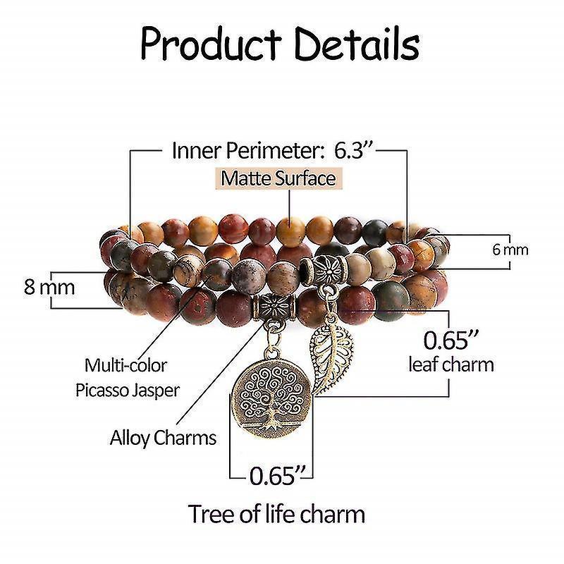Th Bracelets For Women - Healing Crystals Bracelet Women Natural Gemstones Yoga Reiki Bangle- Set Of Double Bracelets(2 Pcs, Brown) โ image 4