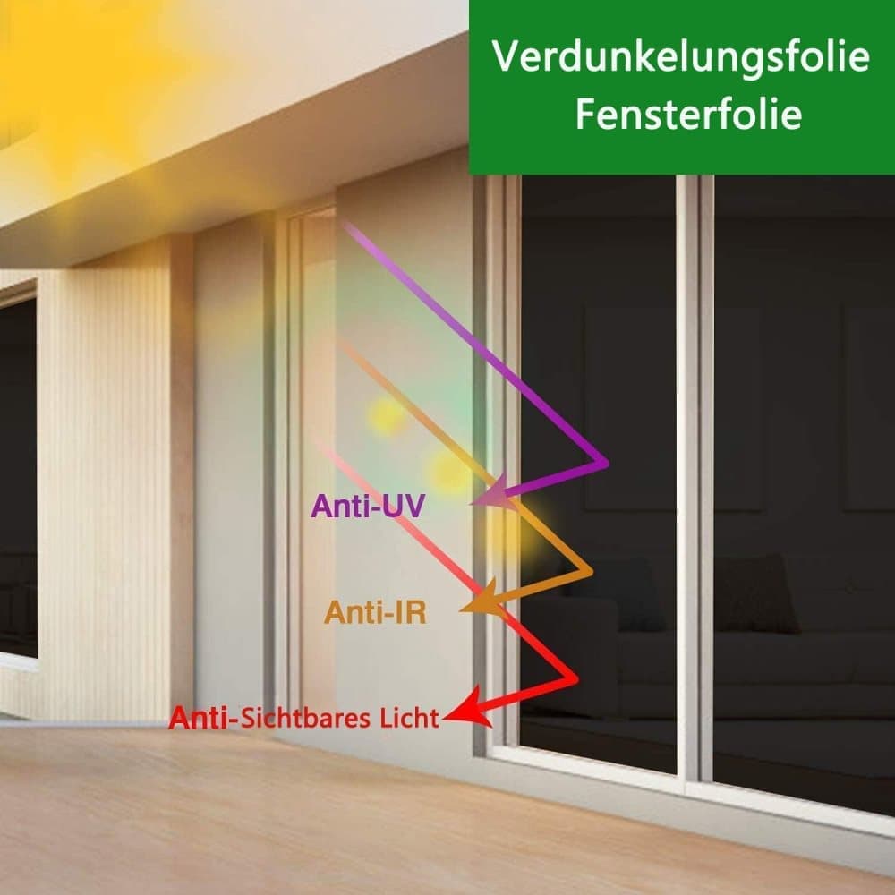 Reflective Self-Adhesive Window Film for Sun Protection UV Block and Privacy, Black, 40cmx2m — image 3