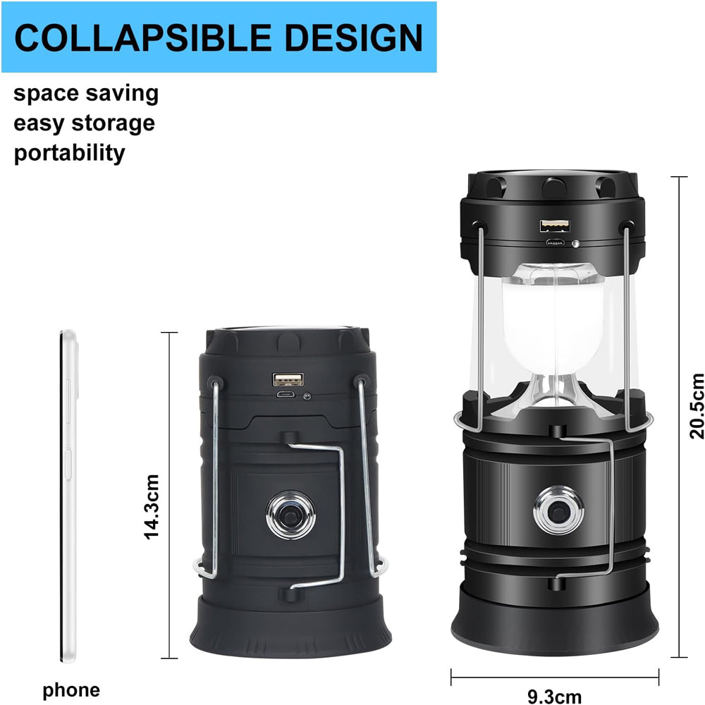 LED Camping Lamp Solar Powered Rechargeable USB Torch Waterproof Emergency Light Lantern โ image 3