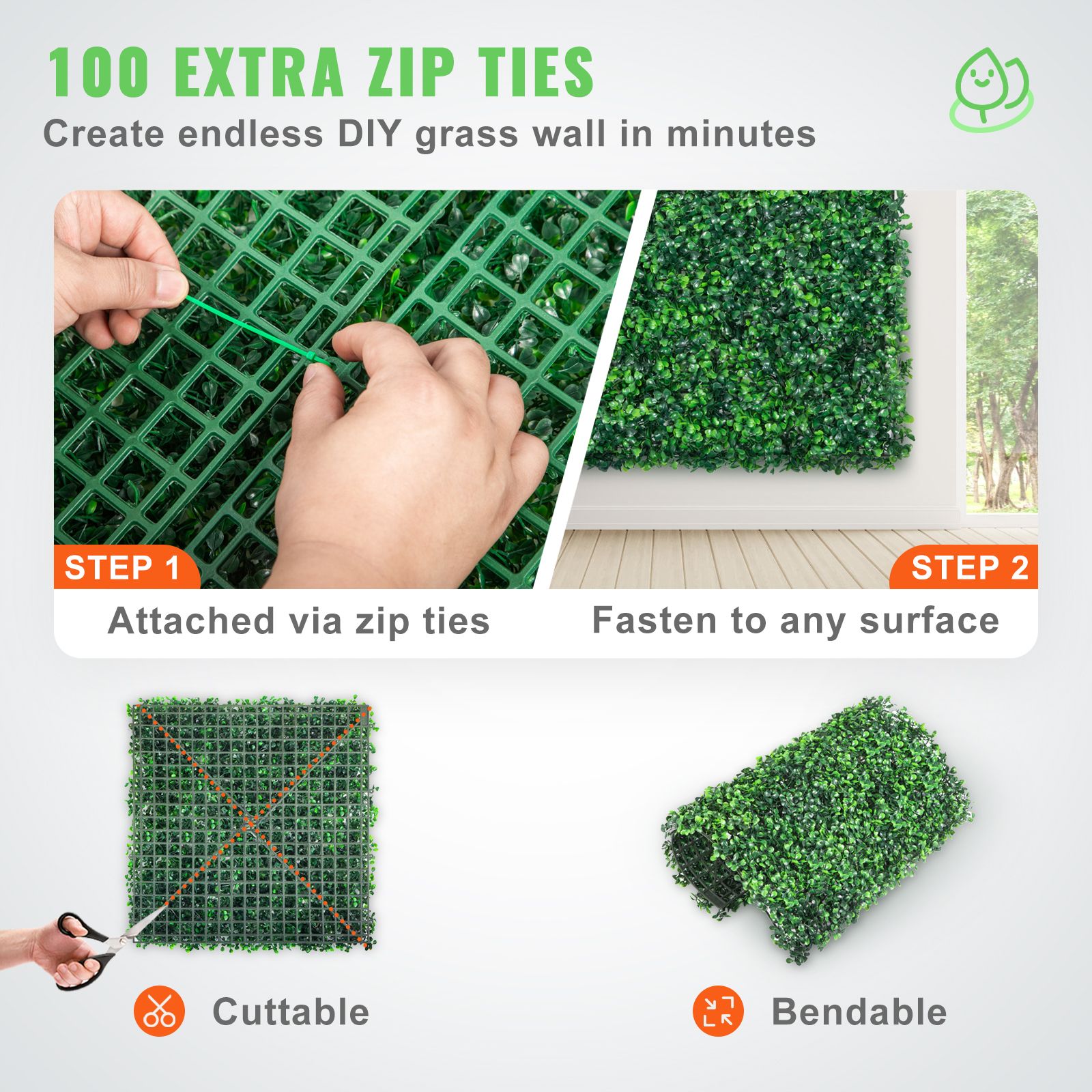 Artificial Boxwood Panel UV 12pcs Boxwood Hedge Wall Panels Artificial Grass Backdrop Wall 20 × 20" 4cm Green Grass Wall Fake Hedge for Decor Privacy Fence — image 5