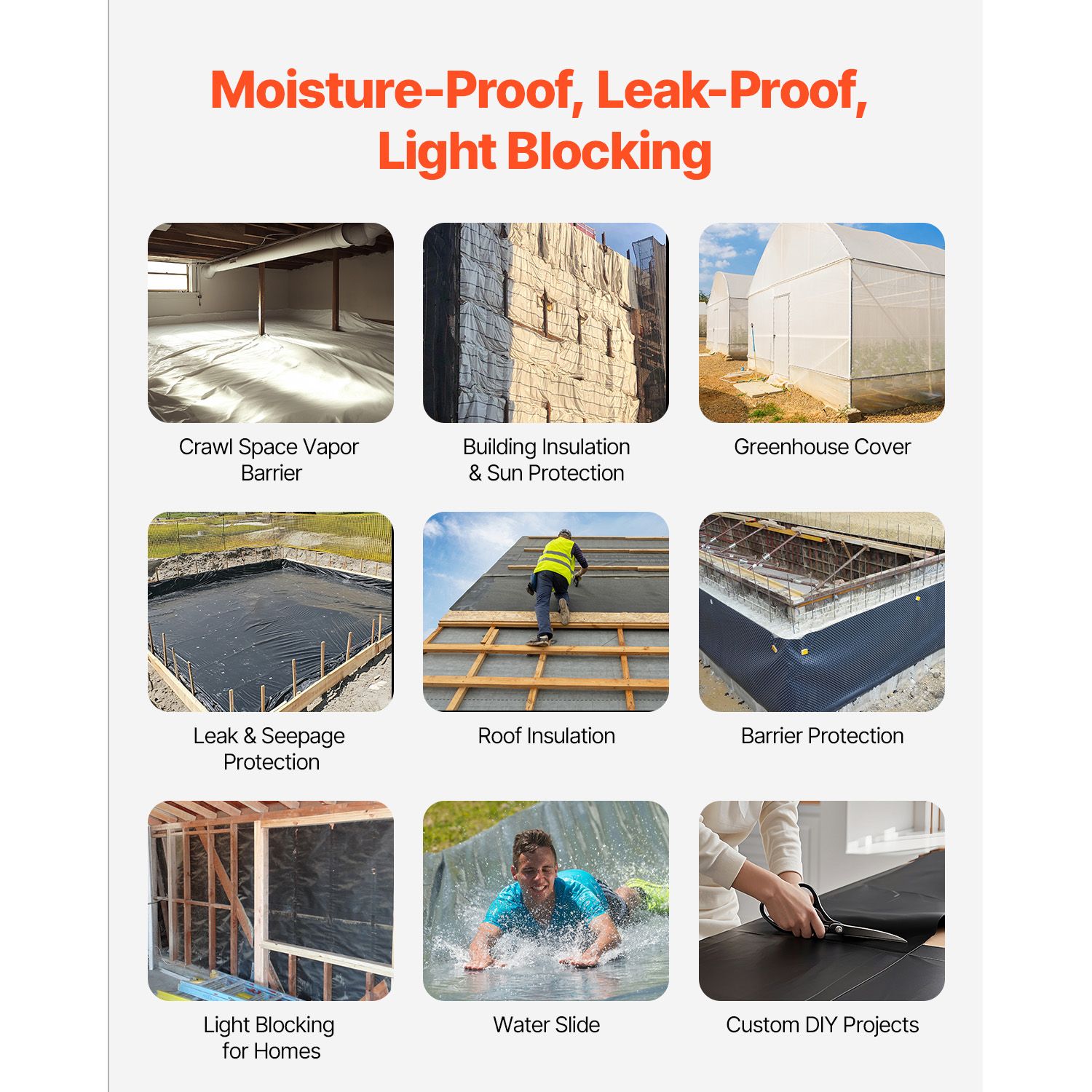 14 Mil Plastic Sheeting Heavy Duty 10' x 100', Thick Plastic Sheeting Roll, Plastic Drop Cloth Painters Tarp Covering for Crawl Space Vapor Barrier, Black and — image 4