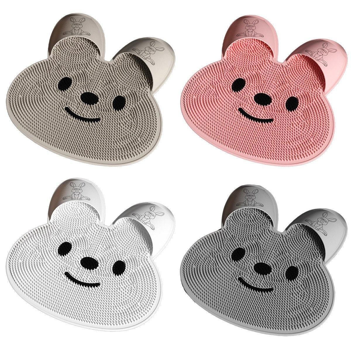 Silicone Foot Scrubber Rabbit Tub Mat Suction Cup Exfoliating Brush Cleaning Mat - Grey โ image 3