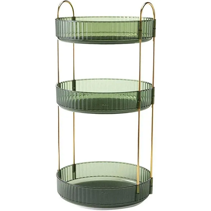Rotating Cosmetic Organiser Home Storage Shelf Box for Makeup and Beauty Product - Green