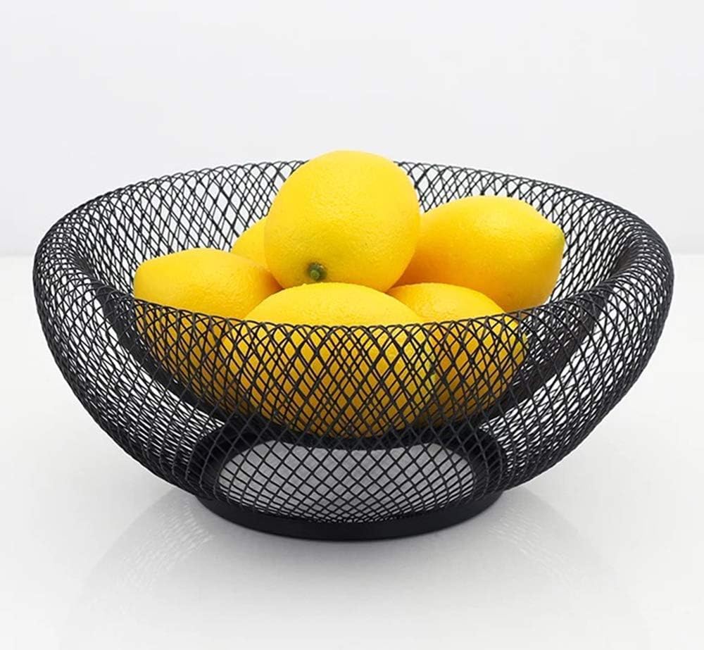 Fruit bowl - Mesh fruit bowl - Decorative fruit basket - Metal - Candy bowl - Suitable for kitchen, countertop, dining table, office - 10 inch (black) — image 2