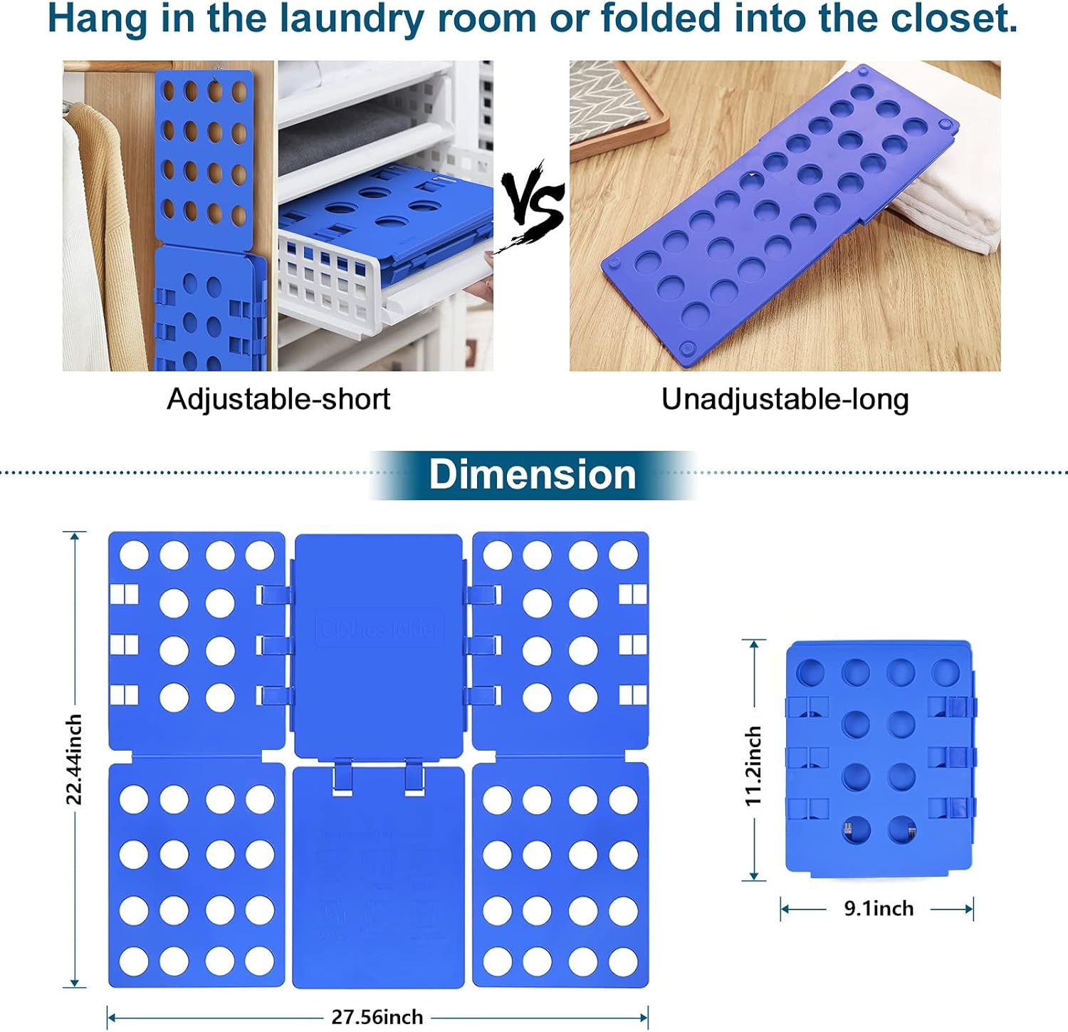 Adjustable Clothes Folding Board for T-Shirts, Pants & Towels, Durable PP Plastic Laundry Organizer with Reinforced Buckles (Blue) — image 6