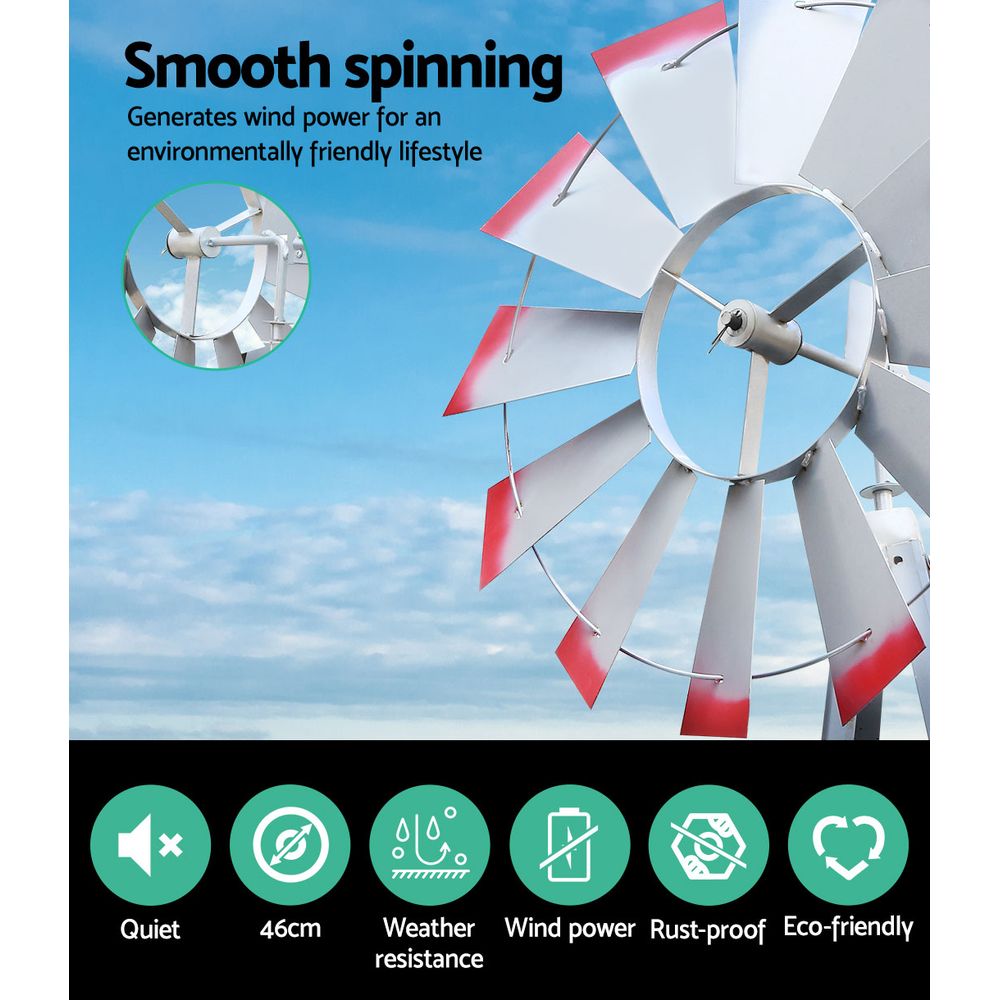 Garden Windmill 6FT 186cm Metal Ornaments Outdoor Decor Ornamental Wind Will โ image 4