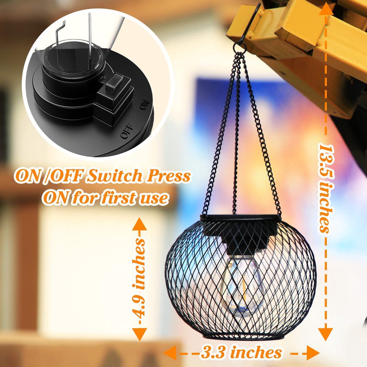 2 Pack Outdoor Solar Lights, Waterproof LED Hanging Lanterns with Warm White Light for Garden, Patio, Halloween and Christmas Decor — image 6