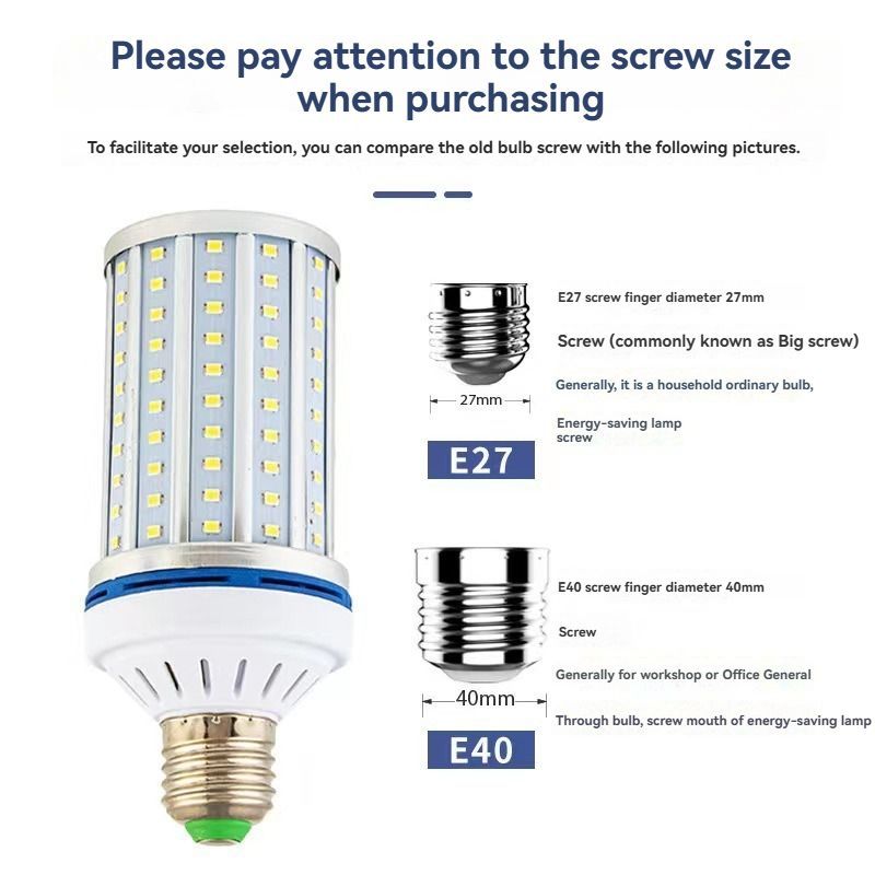 High-Power LED Corn Light Bulb Energy-Efficient Bulbs Home Lighting Garden - White - Size E27-100W โ image 3