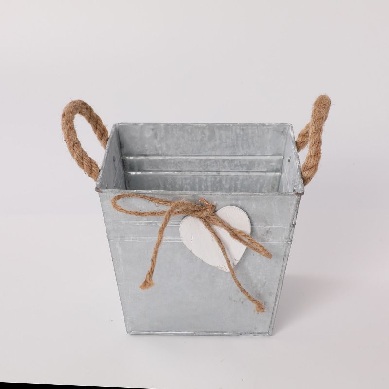 Metal Plant Pot Bucket with Rope Handles 6.3", 2 Pack Iron Flower Planter Container for Garden Decor Indoor Outdoor — image 4