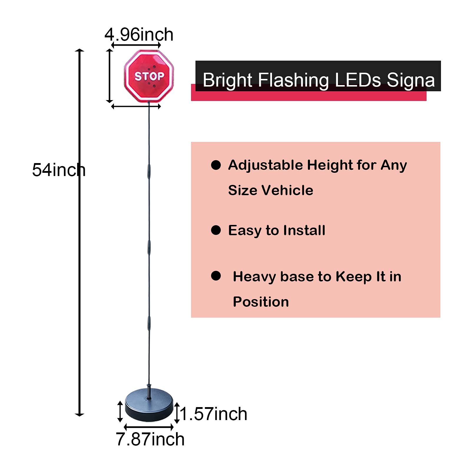 Parking Garage Flashing Stop Sign - Stop Sign for Garage Parking, Adjustable Height Parking Assist, LED Garage Car Stop, 1-Pack — image 3