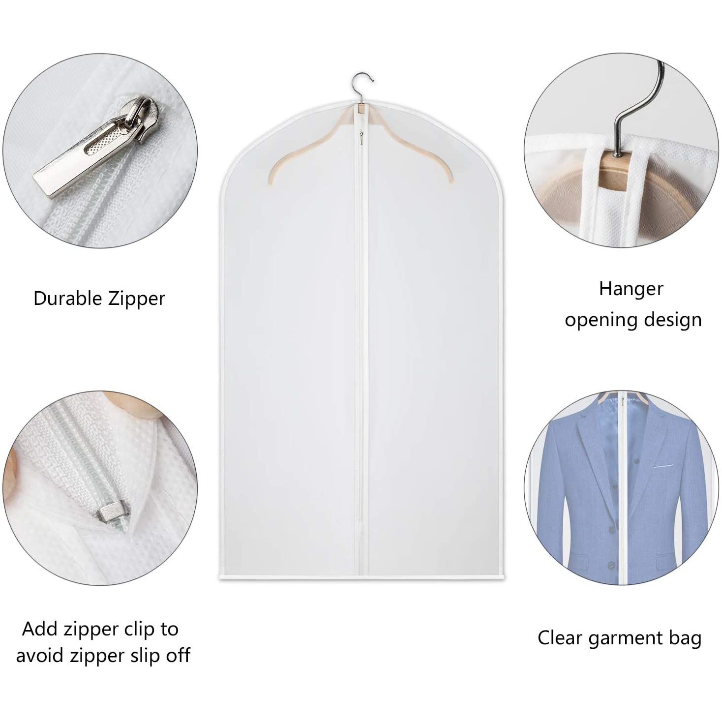 Garment Bags Dress Bag for Storage Dust-Proof Suit Protector Cover Bag with Zipper for Long Dresses, Suit Set of 10 — image 3