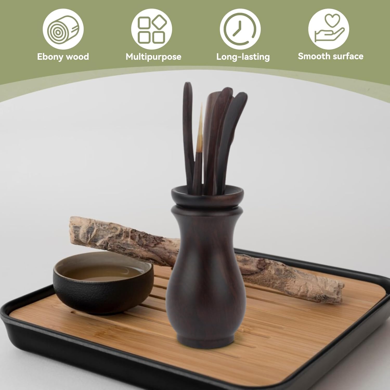 Chinese Gongfu Wooden Tea Ceremony Utensil Tools Set, 6PCS Kungfu Set Asian Teaware Kit for Traditional Brewing — image 5