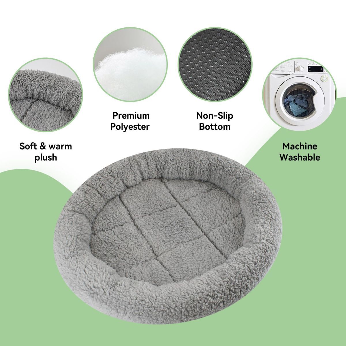 Cat Bed Plush Cat Bed Round Cat Bed Cat Furniture Cat Comfort Pet Supplies - Gray / 50cm โ image 5