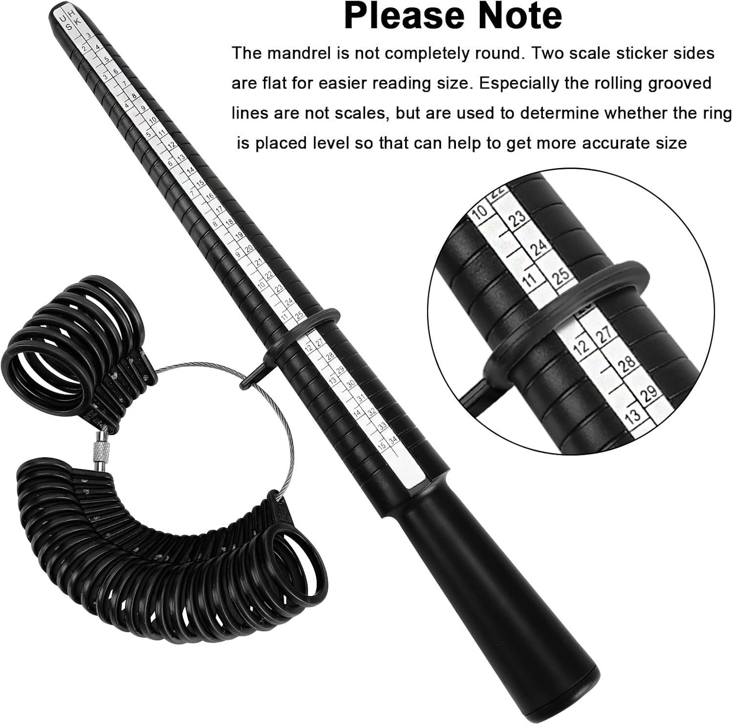 Ring Size Measuring Tool Includes Plastic Ring Sizer Mandrel Stick, Finger Sizing Ring Guage Measurer and 2 Pcs Finger Measure Tape for Women Men Jewelry — image 3