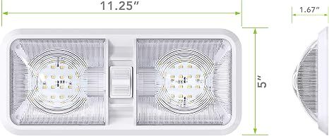 1 Pack 12V RV LED Double Dome Light, 4000-450K Natural White Interior Lamp with ON/OFF Switch for Car Boat โ image 2