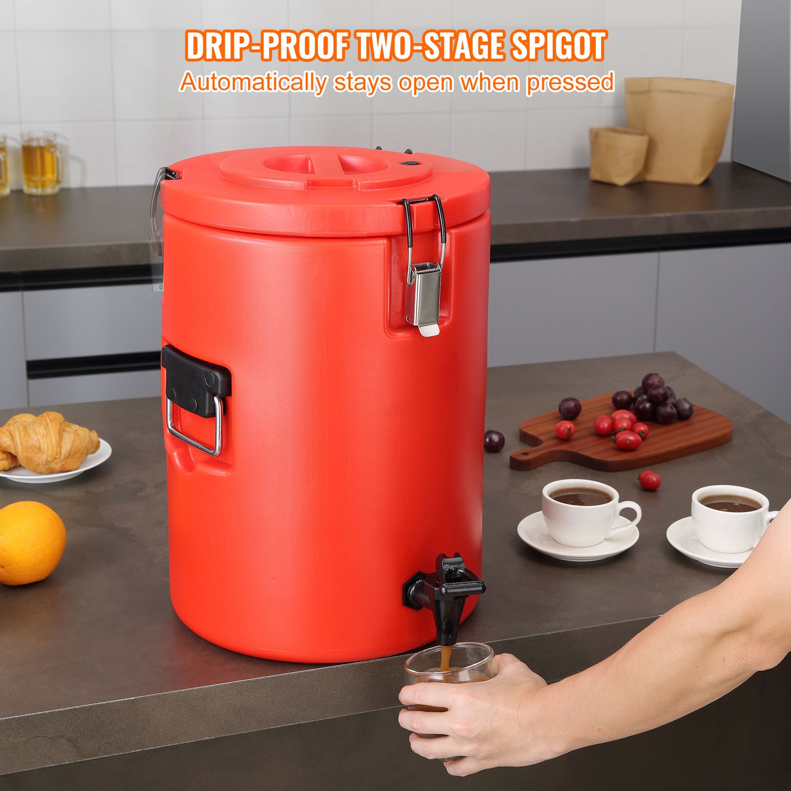 Stainless Steel Insulated Beverage Dispenser, 17.2 Liter, Thermal Hot and Cold Drink Server Dispenser with Spigot Handle, Food-grade for Hot Tea Coffee Water — image 5