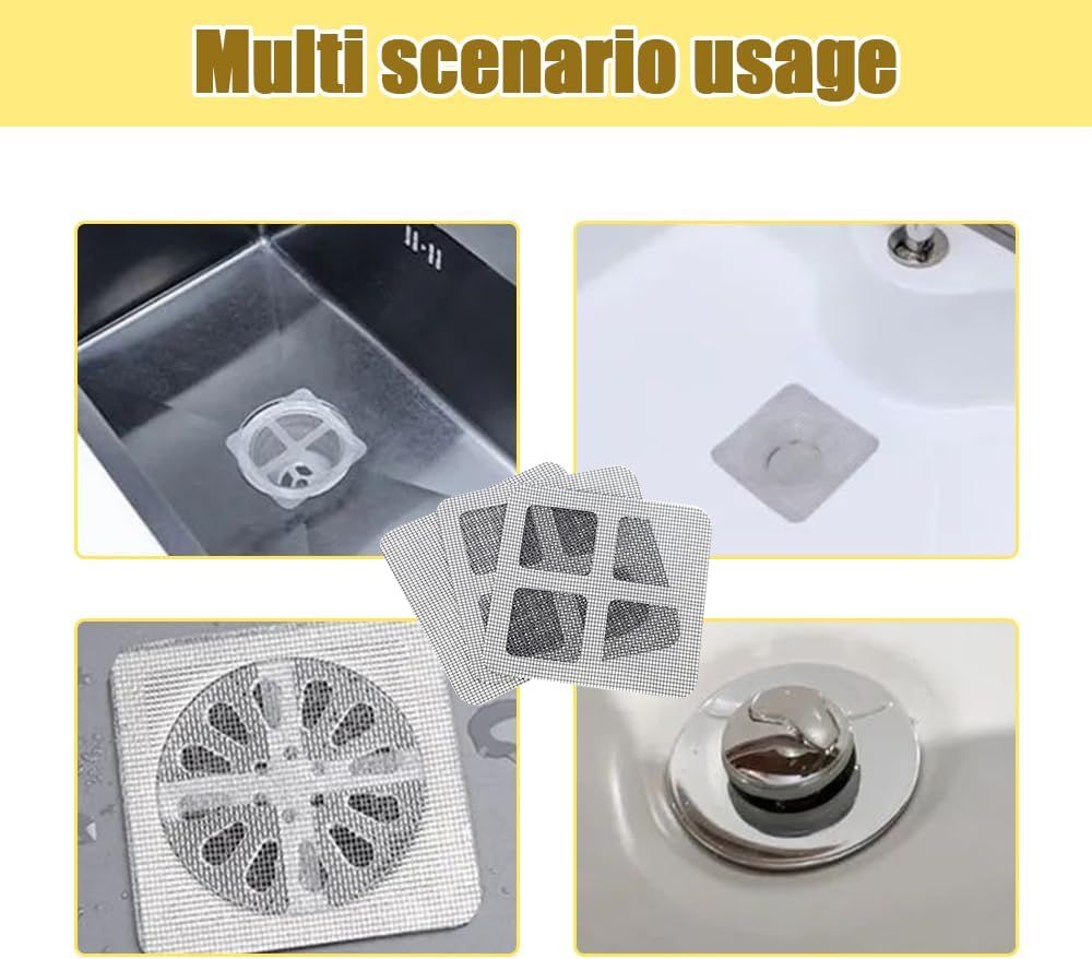 Disposable Shower Drain Hair Catcher, Disposable Hair Drain Stickers Drain Mesh Cover Bathroom Shower Drain Protector for Bathroom Laundry Kitchen Sink for — image 5