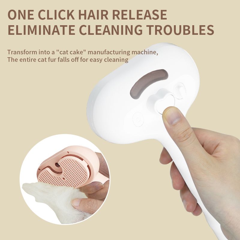 Rechargeable Pet Massage Comb with Spray, Anti-Shedding, Detangling, and Cleaning Comb - White — image 6