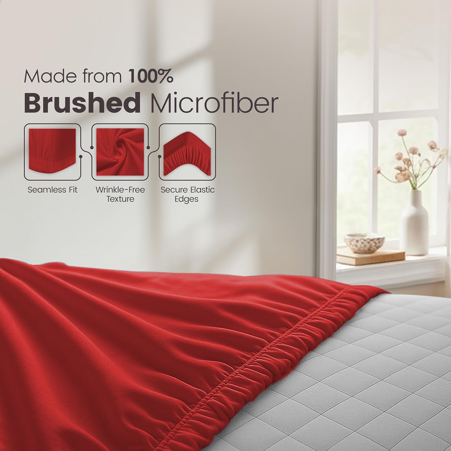 Hotel Quality Fitted Sheet - 1 Piece Fitted Sheet -Breathable Bedding - Wrinkle, Fade, Stain Resistant- 16inch/40cm Deep Pocket Fitted Bed — image 5