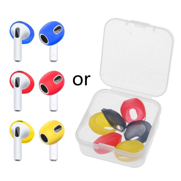 3 sets of earplugs for Airpods Pods 3 silicone ear caps Bluetooth compatible headphones Earplugs Ear cushions Ultra-thin anti-slip Blue red yellow