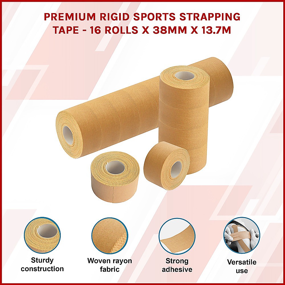 Premium Rigid Sports Strapping Tape - 16 Rolls x 38mm x 13.7m — image 3