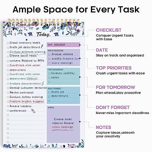 1Pack To Do List Notepad, Undated Daily Planner for Work and Goal Setting Greenery Sway, 52 Sheets, 9.8" x 6.5", Home and school, Daily Task Plannin — image 2