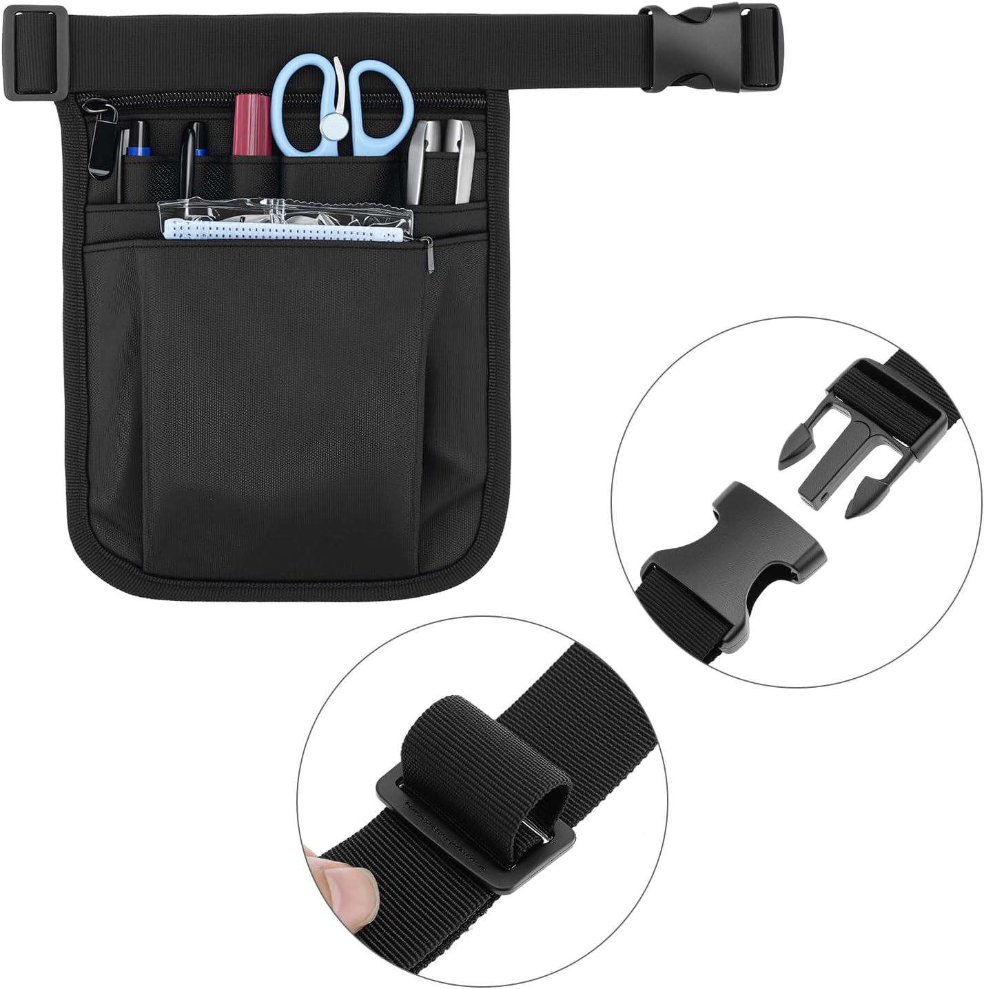 Nurse Waist Pouch Bag for Women Men, 2 Pack Utility Organizer Belt Pouch, Waist Tool Storage Bag, Oxford Fabric, 10x7 in, Black โ image 3