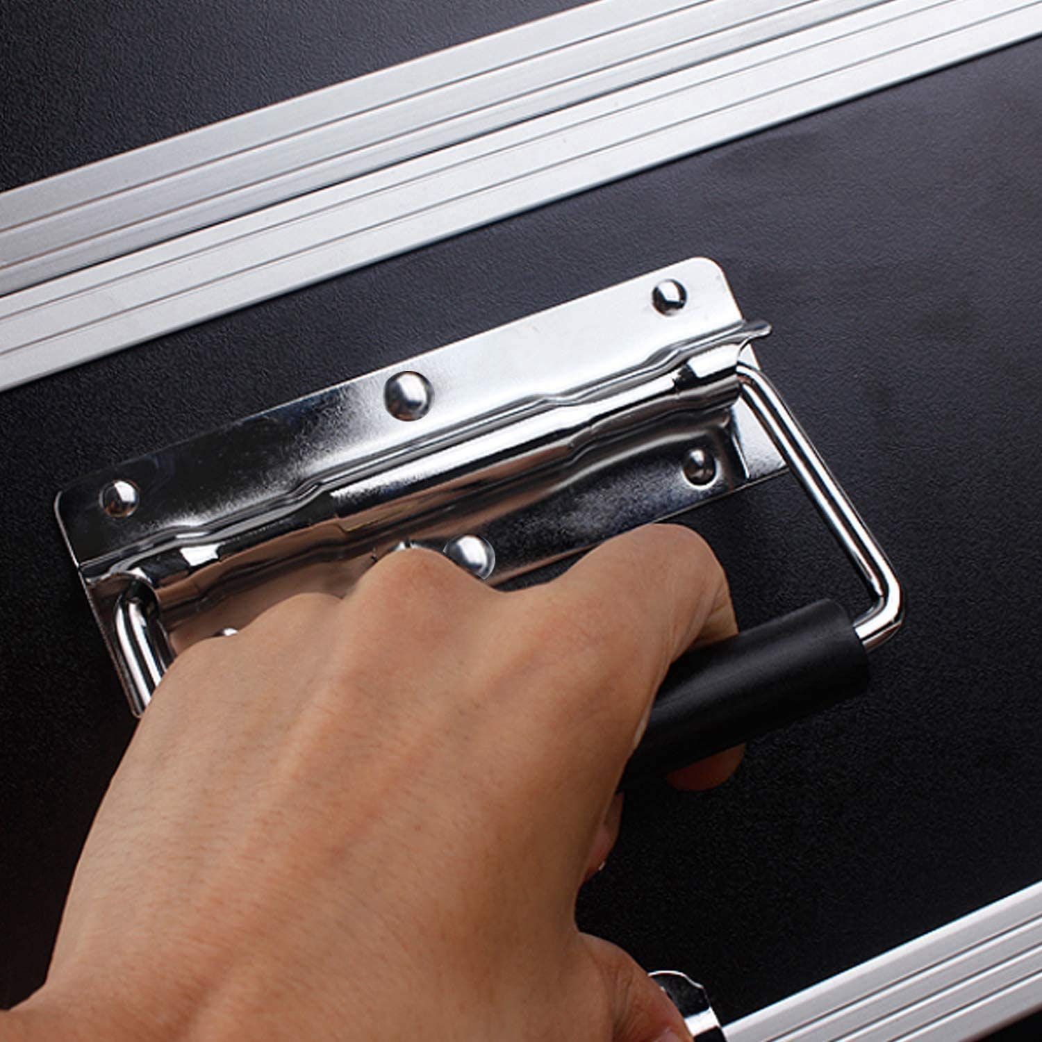 2 pcs Spring Loaded Surface Mount Handle with Rubber Grip, Stainless Steel Spring Handle Prop Box Tool Aluminum Box — image 4