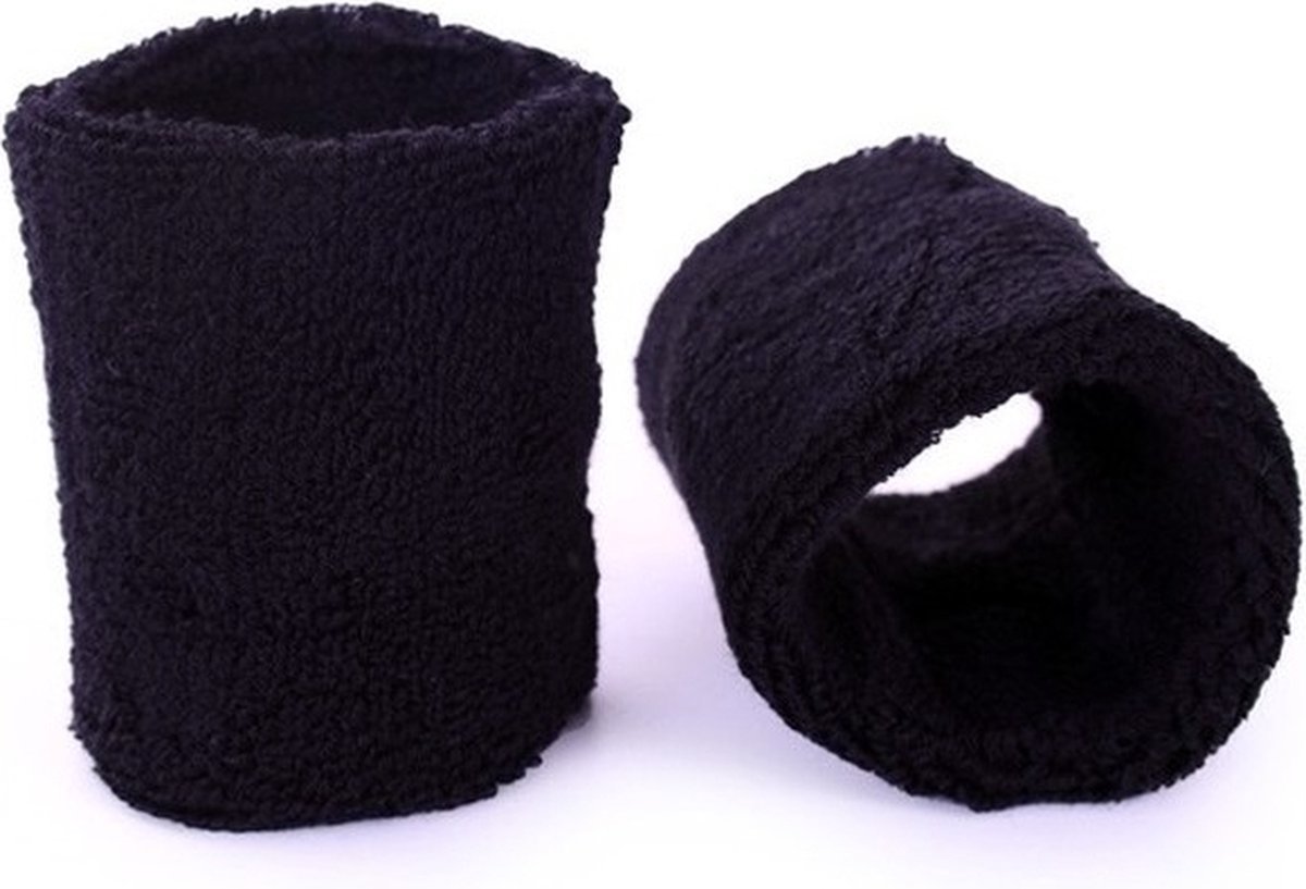 Sweatband set - Black - wrist - for adults - 2 pieces