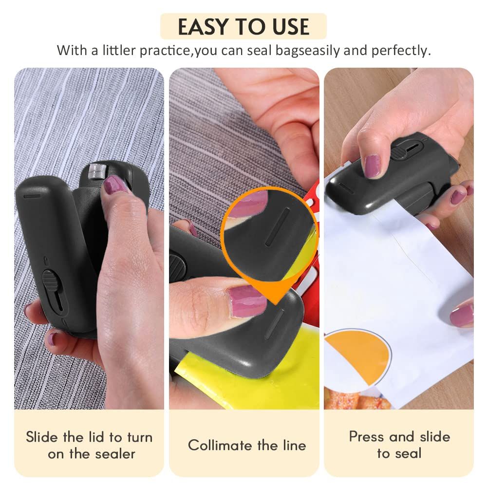 Portable Mini Bags Sealers Mini Heat Sealer Hot Seal Machine Plastic Material for Chip Bags Plastic Bags Snack Bags Plastic — image 5
