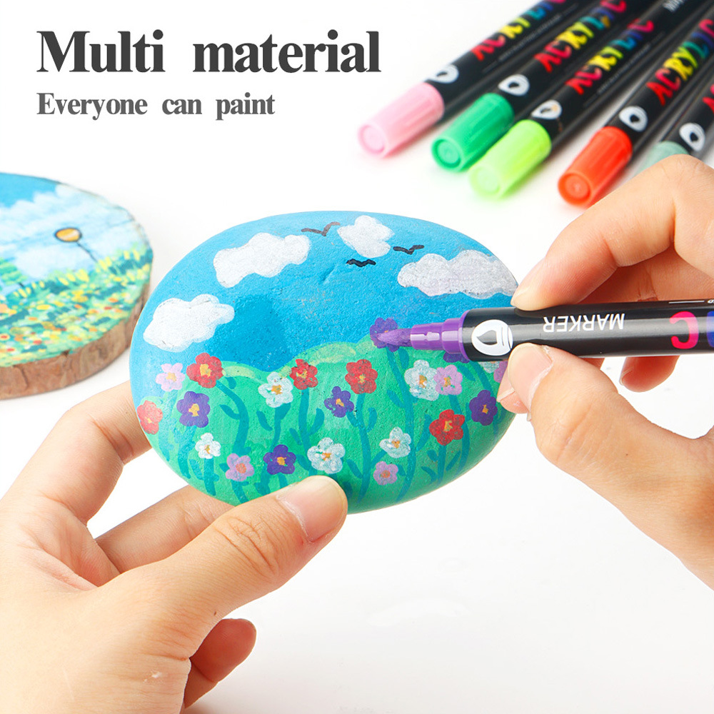Dual-Tip Acrylic Markers – 12-Pack, Water-Based, Quick-Dry, Waterproof, for Multi-Surface Writing and Coloring (24 Colors) — image 3