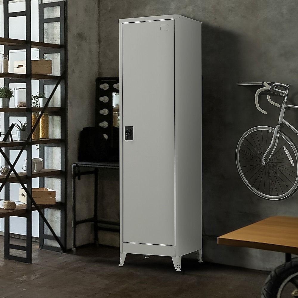 Single-Door Metal Tall Cabinet Shelf Storage for Home Office Gym — image 4
