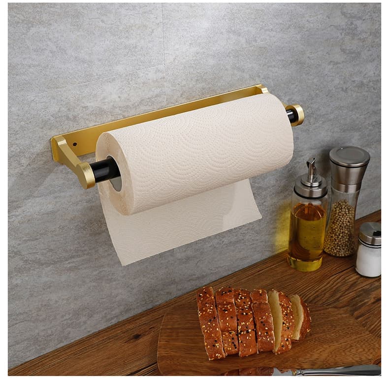 Self-Adhesive Paper Towel Holder for Kitchen & Bathroom, 32.5x9.8cm, No Drilling Required, Gold โ image 4