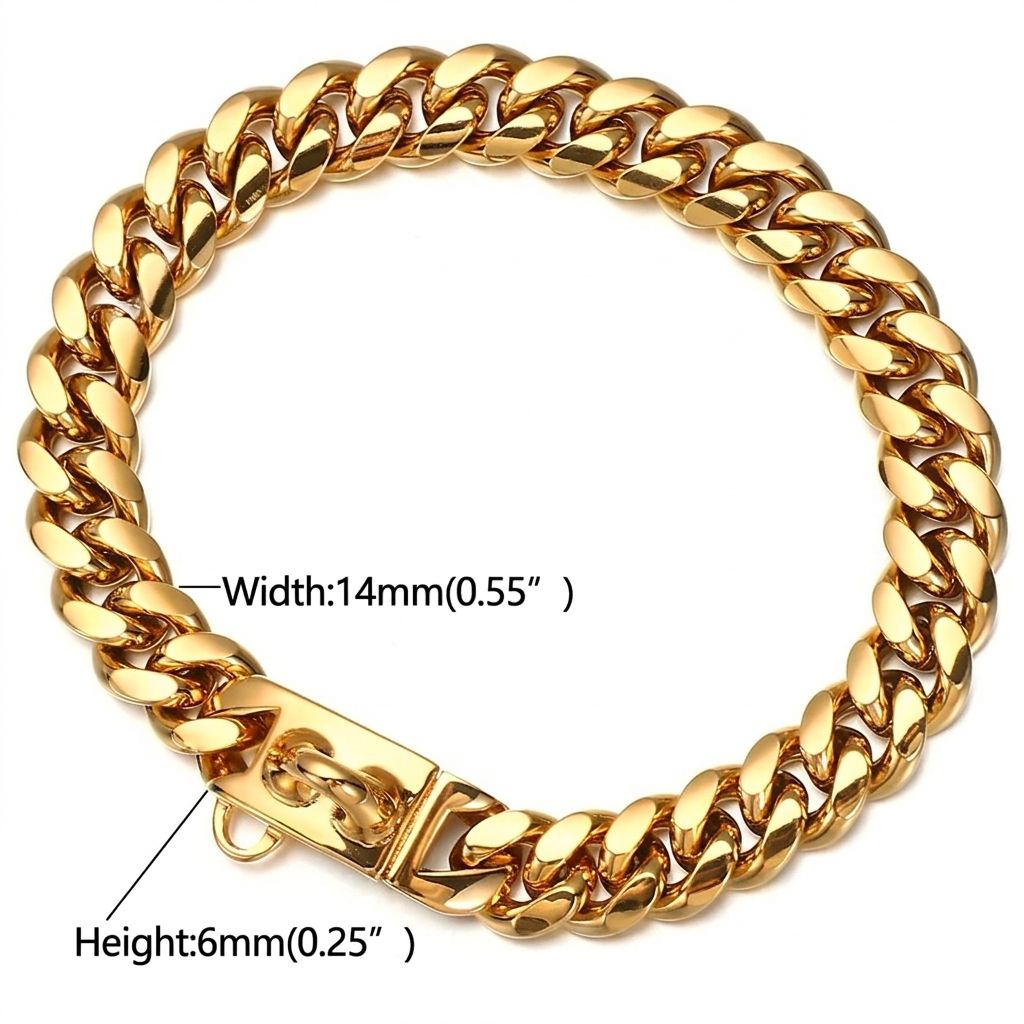 Heavy-Duty Metal Cuban Link Dog Collar with Bone Charm – 14mm Stainless Steel Hip-Hop Chain Necklace for Everyday Walks, Outdoor Adventures, and — image 2