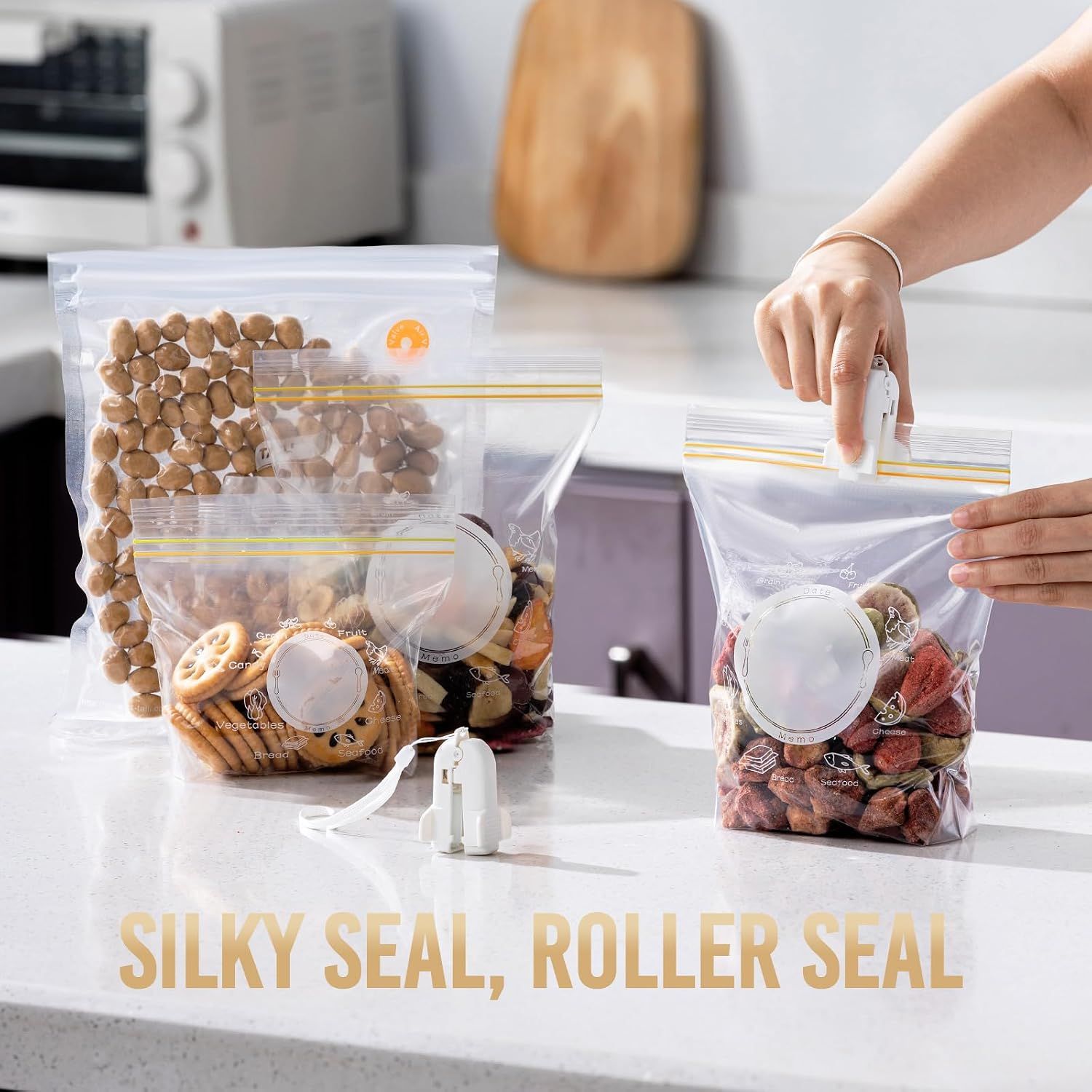 Heavy-Duty Plastic Rolling Slide Clip, Airtight Seal Tool for Vacuum Storage Bags, Space-Saving Comforter, Blanket and Clothing Bags — image 2