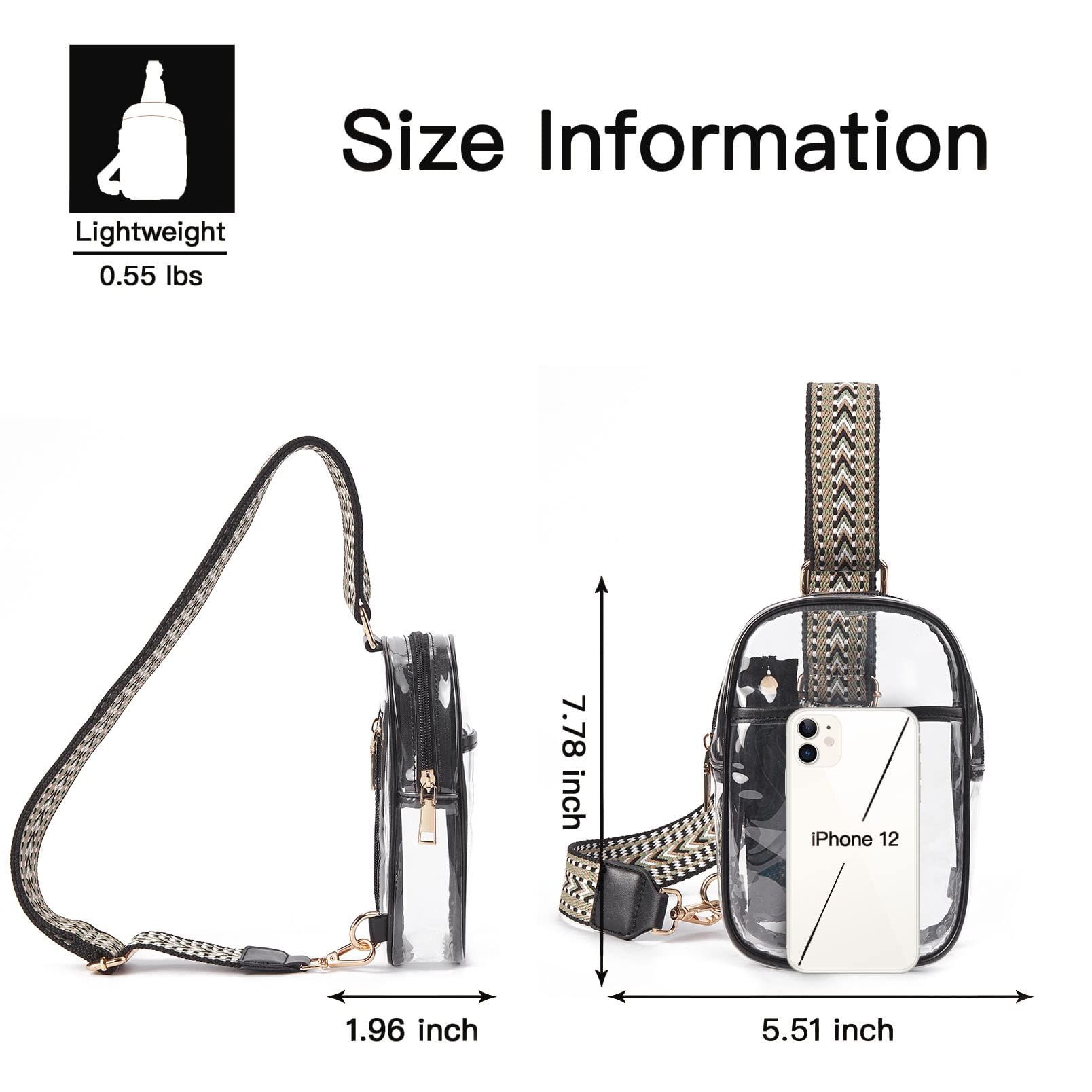 Clear Sling Bag, Clear Stadium Approved Crossbody Bag Purses for Women Heavy Duty Transparent Chest Bag with Adjustable Strap — image 4
