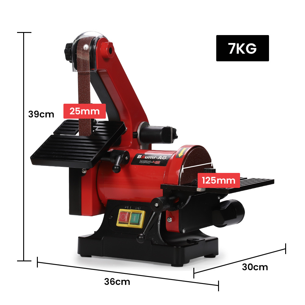 BAUMR-AG Bench Vertical Belt and Disc Sander Combo, 25mm Linisher, 125mm Sanding Disc, Brushless Motor, Dust Collection Ports โ image 2