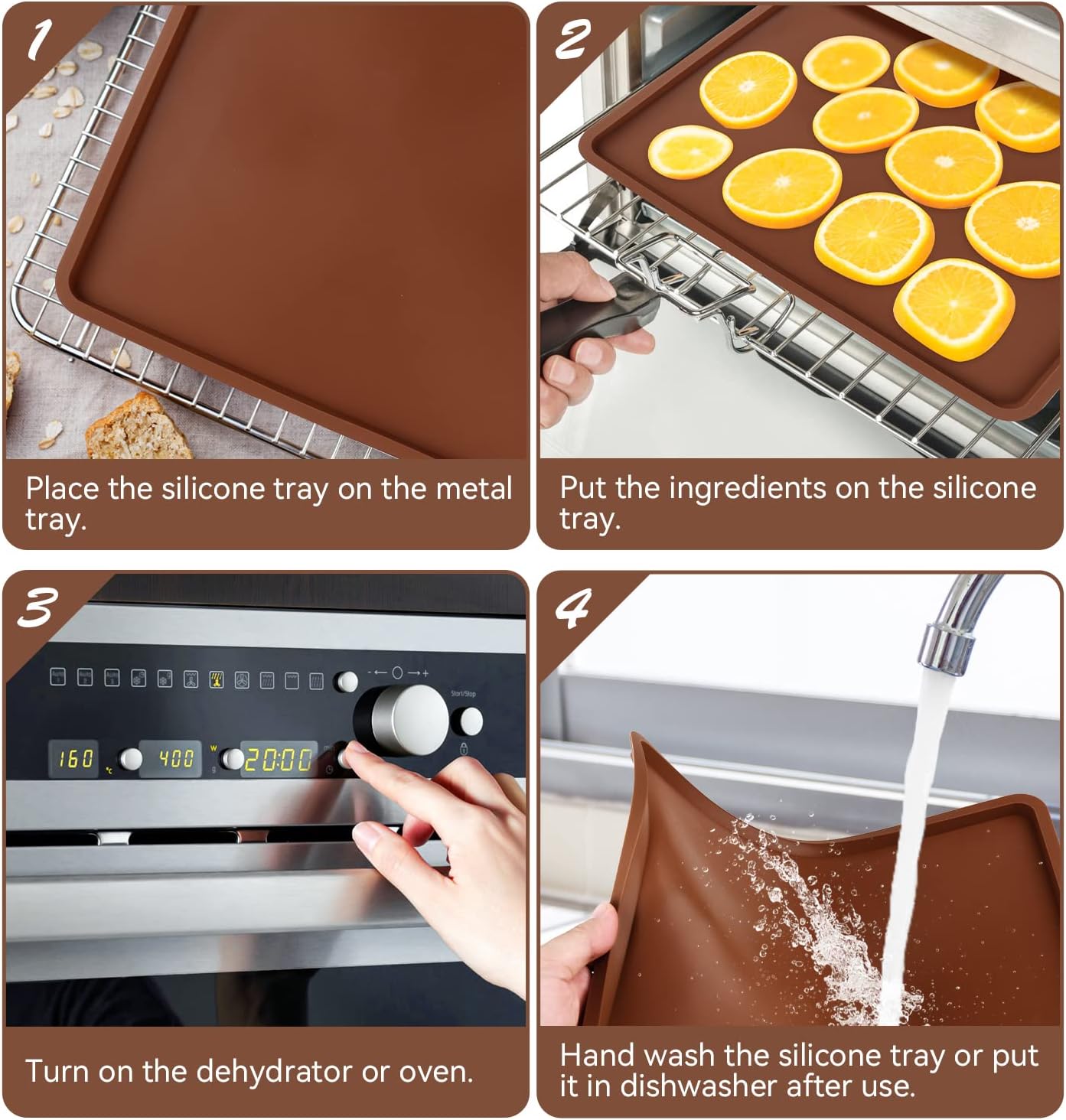 4 PCS Silicone Dehydrator mats with Edge Compatible with Cosori CP267-FD & Magic Mill, BPA-Free Silicone Tray Liners, Fruit Roll Sheet for Fruit Leather — image 5
