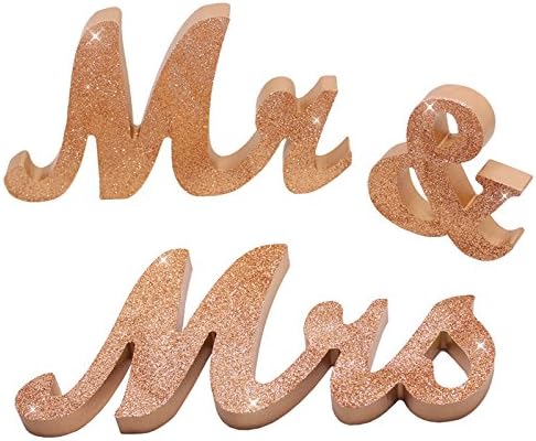 Mr and Mrs Signs Wedding Sweetheart Table Decorations, Wooden Freestanding Letters Wedding Shower Gift (Rose gold) โ image 3