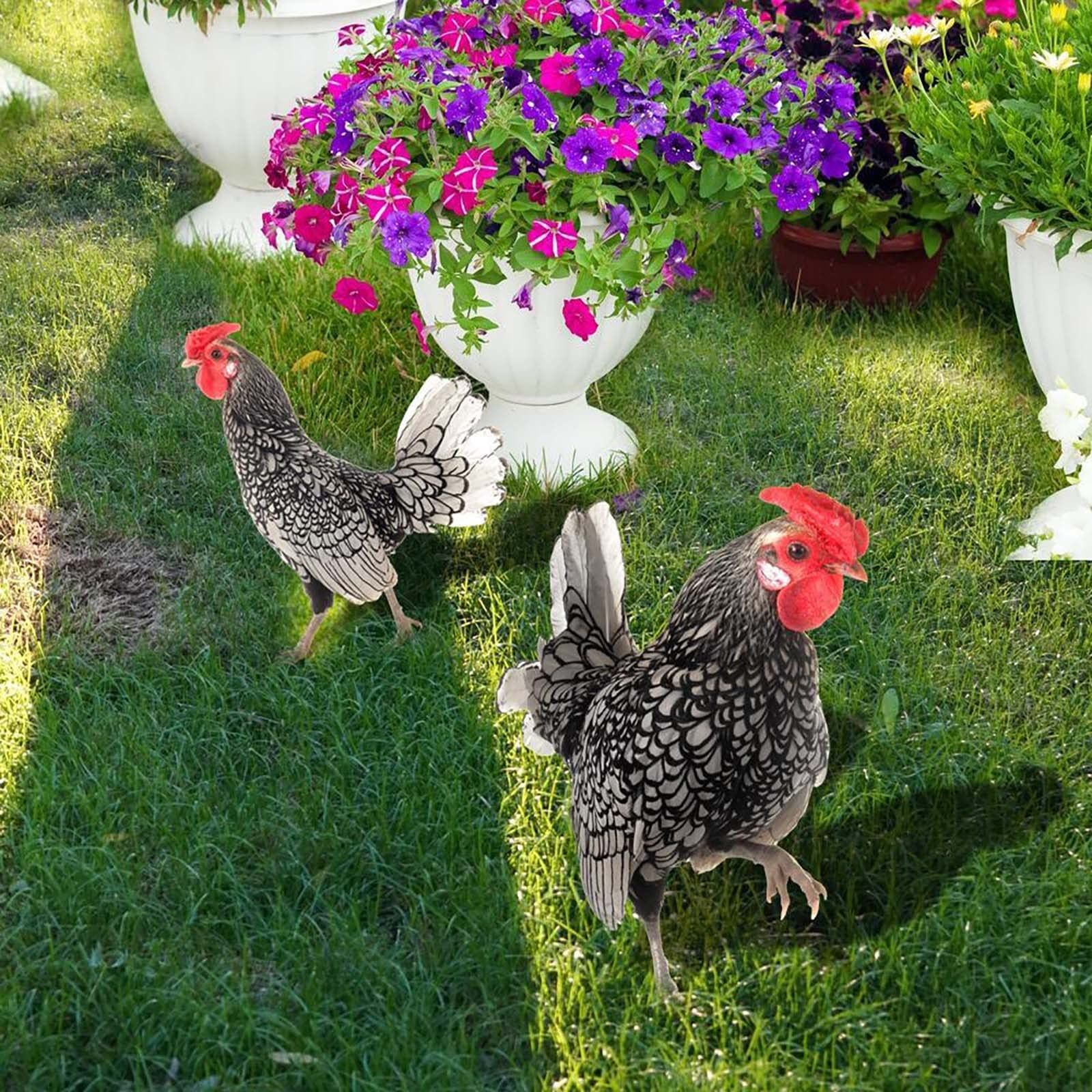 Poultry Yard Garden Decoration, Acrylic Chicken Ducks Yard Decor Garden Statue Farm Style Animal Shape Decor, Garden Sculpture — image 3