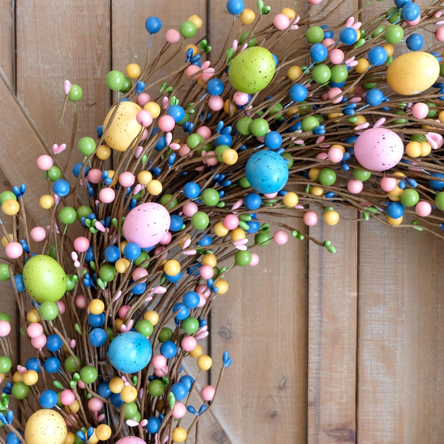 26 Inch Spring Easter Colorful Egg Wreath for Front Door, Colorful Home Decoration Easter Eggs and Berries Wreath for Indoor and Outdoor Use — image 5