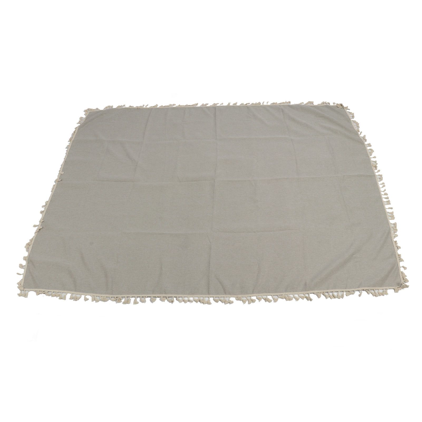 Rectangle Tablecloth Polyester Fiber Decorative Table Cover with Tassel Lace for Home Restaurant Hotel Beige Gray 140x180cm/55.1x70.9in