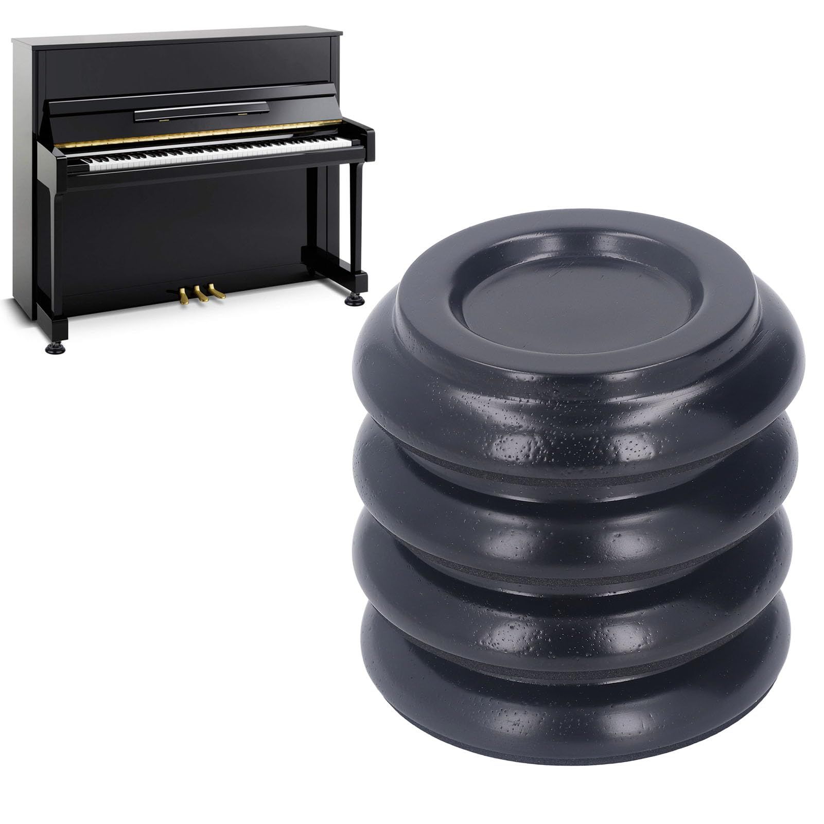 4PCS Beechwood Piano Caster Cups, Non Slip & Anti Noise Pad, Floor Protection with Wide Application for Upright Pianos (Black) — image 5