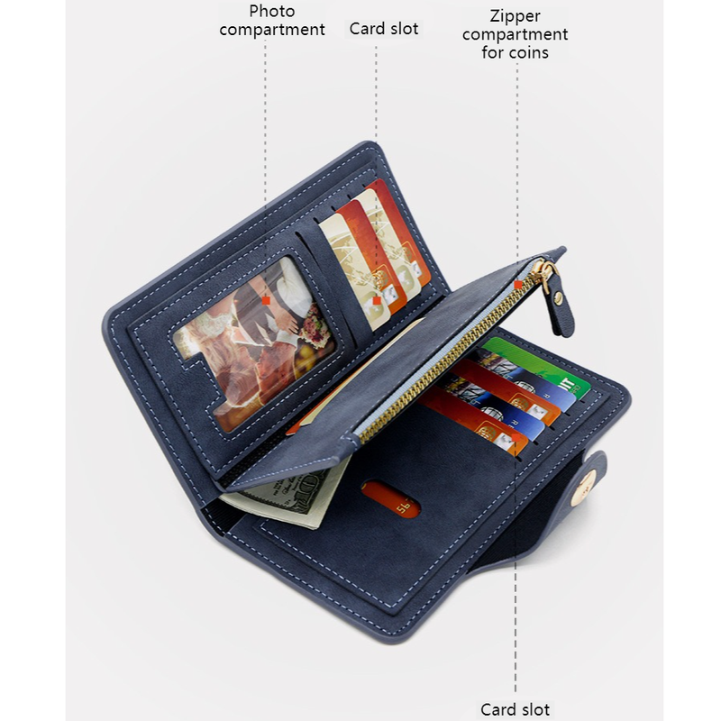 Vintage-style matte magnetic snap wallet, multiple card slots, unisex, coin pocket and ID storage - Red — image 4