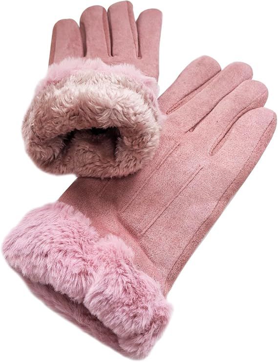 Women Winter Warm Touchscreen Gloves Thermal Fleece Lined Mittens Outdoor Suede Gloves — image 2