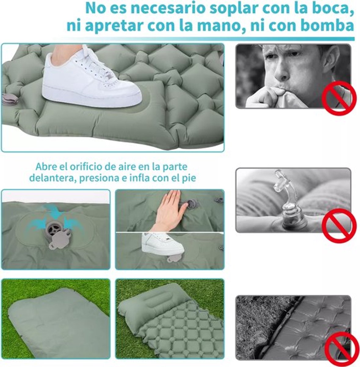 Self-Inflating Sleeping Mat - Self-Inflating with Built-in Foot Pump - 195x60x7 cm - Sleeping Mat - Small Sleeping Mattress - Camping Bed - Foldable Guest — image 2