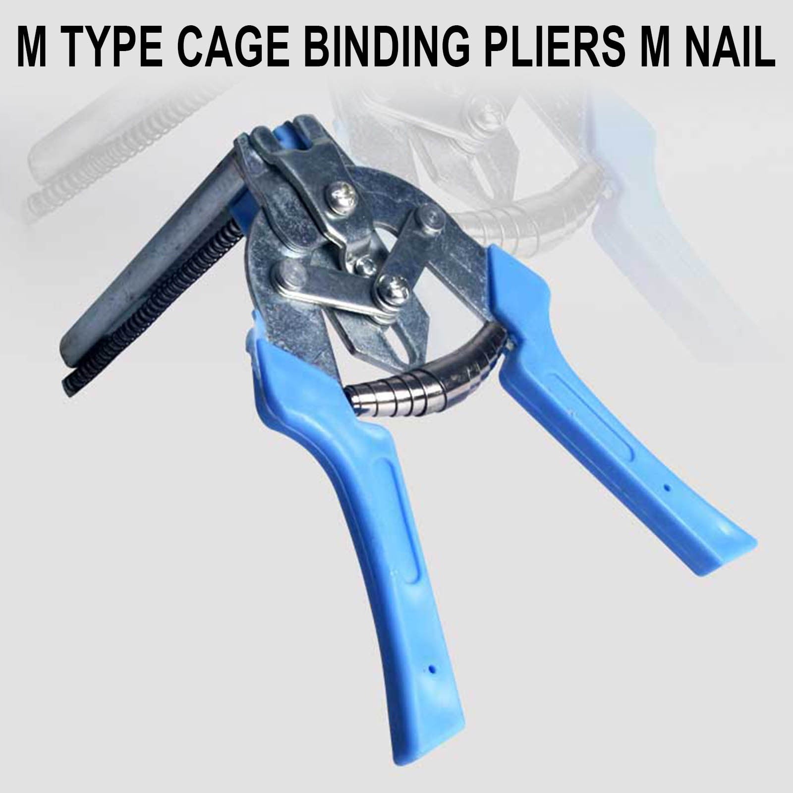 M-Type Nail Ring Pliers Kit with 600 Clips - Automatic Cage Building Tool for Chicken Coops & Fences - Anti-Slip Rubber Handle & Spring-Assisted Operation Blue — image 6