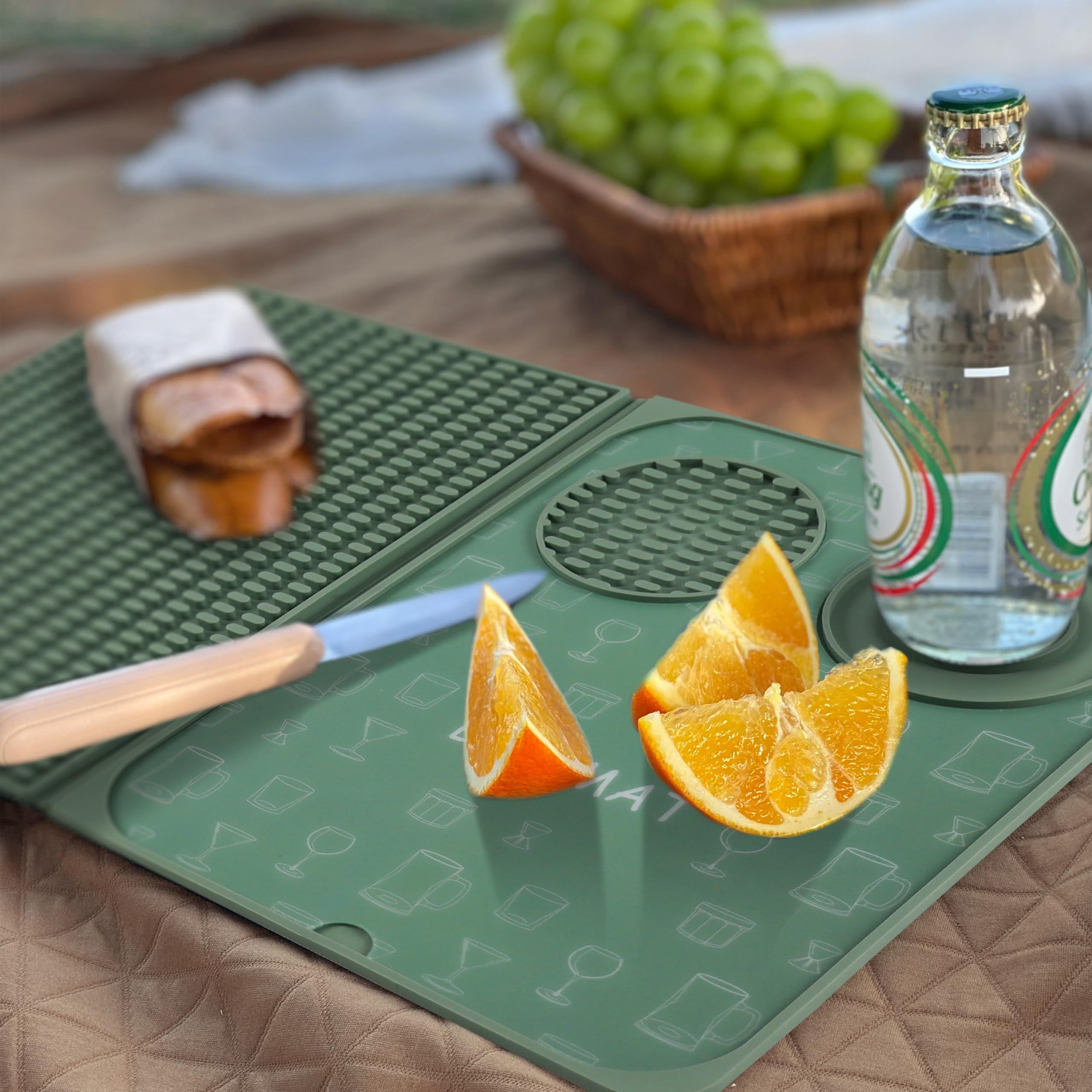 3-in-1 Bar Mat, Bar Accessories, Multifunctional Folding Cocktail Mat with Cutting Board, Drying Mats,Bar Mat for Countertops,Bar Decorations for Home,(dark — image 3