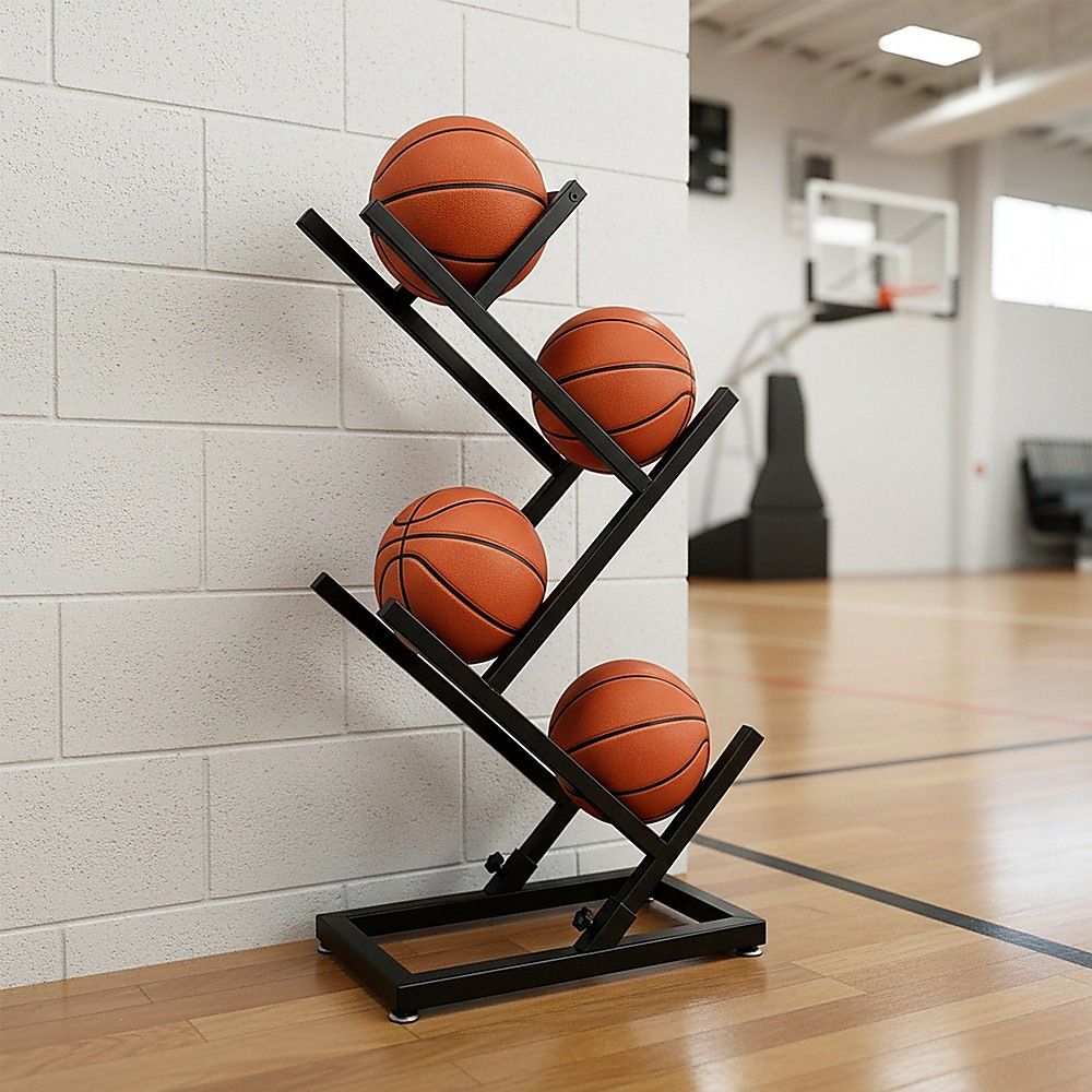 Ball Trolley Rack Display Stand For Basketball Football Storage Heavy Duty Rolling Organiser For Sports Equipment โ image 4